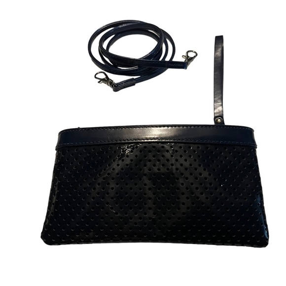 KATE SPADE Navy Perforated Clutch / Cosmetic Bag w/ Strap— multi use - Picture 6 of 6